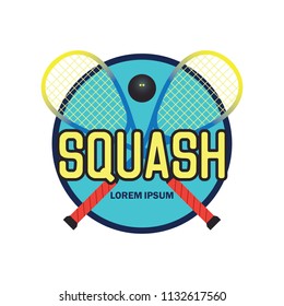 logotipo de squash con espacio de texto para la línea de slogan/etiqueta, ilustración vectorial