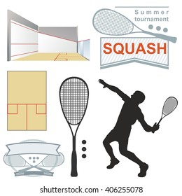 	Squash logos, emblems, silhouette. on white background 