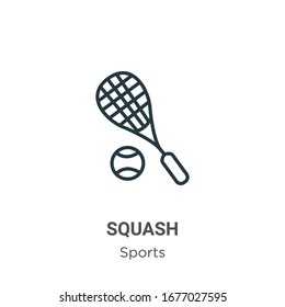 Squash outline vector icon. Thin line black squash icon, flat vector simple element illustration from editable sports concept isolated stroke on white background