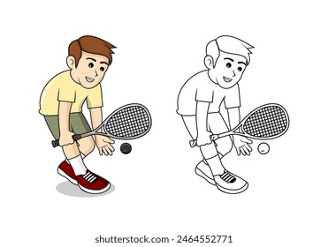 Squash Player Cartoon Design Illustration vector eps format , suitable for your design needs, logo, illustration, animation, etc.