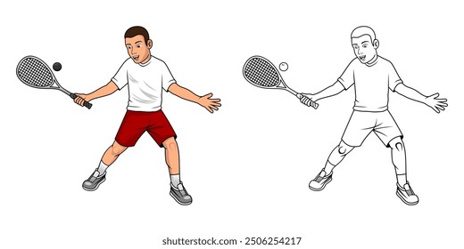 Squash Player Cartoon Design Illustration vector eps format suitable for your design needs logo illustration animation etc