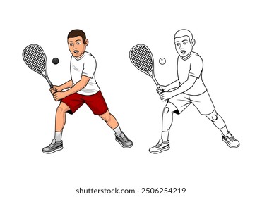 Squash Player Cartoon Design Illustration vector eps format suitable for your design needs logo illustration animation etc