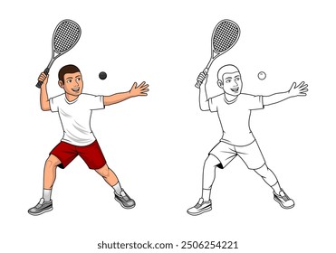 Squash Player Cartoon Design Illustration vector eps format suitable for your design needs logo illustration animation etc