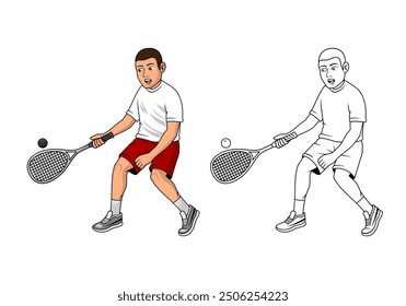 Squash Player Cartoon Design Illustration vector eps format suitable for your design needs logo illustration animation etc