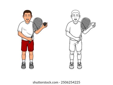 Squash Player Cartoon Design Illustration vector eps format suitable for your design needs logo illustration animation etc