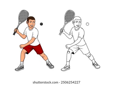 Squash Player Cartoon Design Illustration vector eps format suitable for your design needs logo illustration animation etc