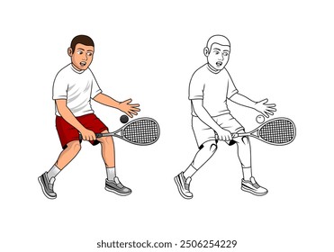 Squash Player Cartoon Design Illustration vector eps format suitable for your design needs logo illustration animation etc