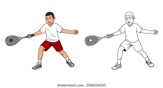 Squash Player Cartoon Design Illustration vector eps format suitable for your design needs logo illustration animation etc