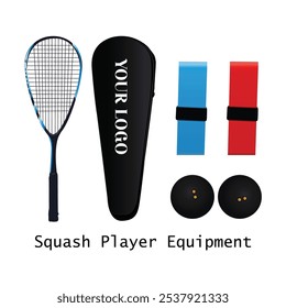 Squash Player Equipment Hand Drawn illustration vector based drawing