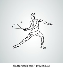 Abstrakter Squash-Player-weiblicher Umriss-Silhouette-Vektorgrafik