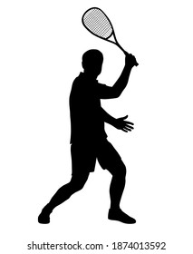 Squash player graphic, quality vector.