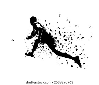 Squash player, isolated vector silhouette. Ink drawing athlete with racket