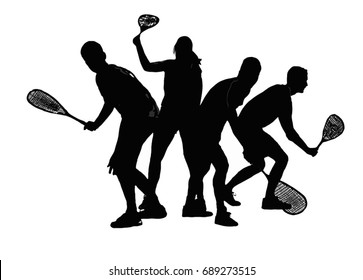 Squash players black on a white background vector