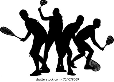 Squash players isolated on a TRANSPARENT background vector