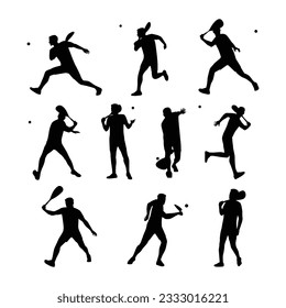 Squash players man character set. Flat vector illustration isolated on white background