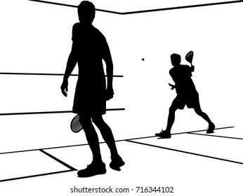 Squash players playing a match vector 