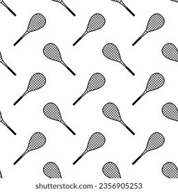 Squash Racket Icon Seamless Pattern, Sport Icon Vector Art Illustration