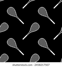 Squash Racket Icon Seamless Pattern, Sport Icon Vector Art Illustration