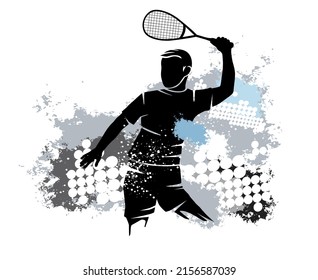 Squash Sport Graphic With Dynamic Background.