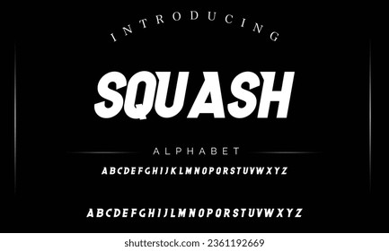 Squash Sport Modern Future audaz Alphabet Font. Tipografía de estilo urbano para tecnología, digital, logotipo de película estilo negrita. ilustración vectorial