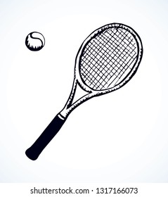 Squash stretched circle net racetball league gear set isolated on white background. Freehand outline ink hand drawn picture logo sign sketchy in art retro scribble style pen on paper. Closeup top view