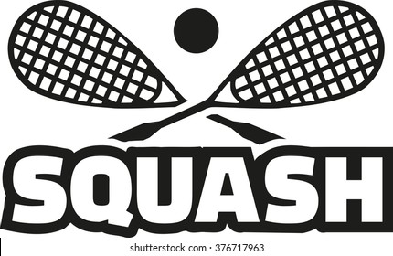 Squash word with crossed rackets