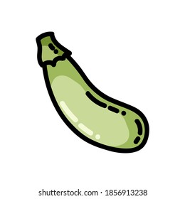 Squash zucchini plano icono delineado. Logo de verduras vectoriales aisladas en fondo blanco. Símbolo de comida vegana, glifo para web