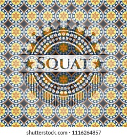 Squat arabesque emblem background. arabic decoration.
