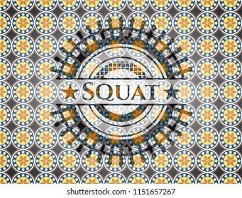 Squat arabesque emblem background. arabic decoration.
