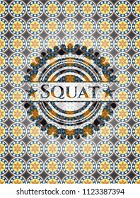 Squat arabesque style emblem. arabic decoration.