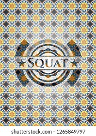 Squat arabesque style emblem. arabic decoration.
