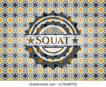 Squat arabic badge background. Arabesque decoration.