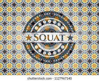 Squat arabic emblem. Arabesque decoration.
