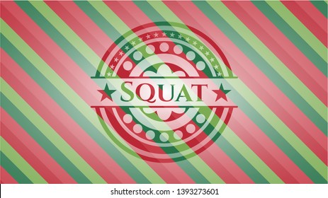 Squat christmas badge background. Vector Illustration. Detailed.