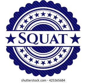 Squat emblema con fondo de alta calidad de denim