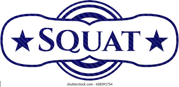 Squat emblema con fondo de alta calidad de denim