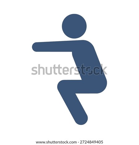 Squat exercise icon blue flat vector design fitness training symbol gym workout sport body graphic element sign