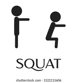 Squat exercise vector pictogram, isolated simple icon.