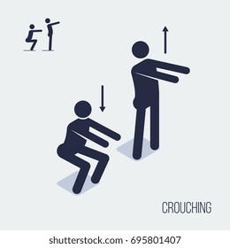 squat exercises people sign, vector icon.