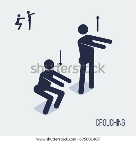 squat exercises people sign, vector icon.
