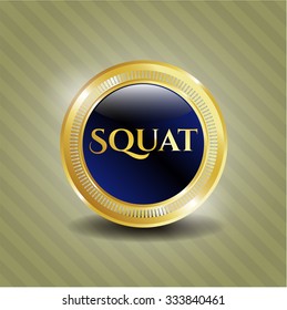 Squat gold shiny badge