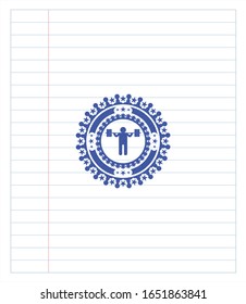beschneiden Symbol zeichnen mit Pen-Effekt. Blaue Tinte. Vektorillustration Illustration. Detaillierte Angaben.