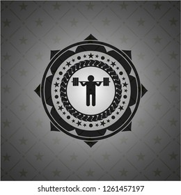 squat icon inside black badge