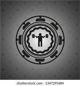 squat icon inside black badge