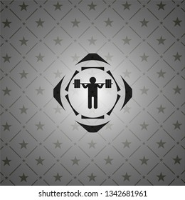 squat icon inside black emblem