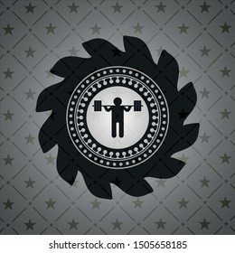 squat icon inside black emblem. Vintage.