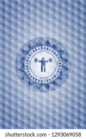 squat icon inside blue hexagon badge.
