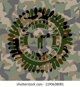 squat icon inside camouflage texture
