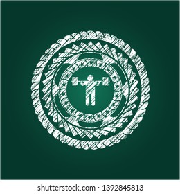 squat icon inside chalk emblem