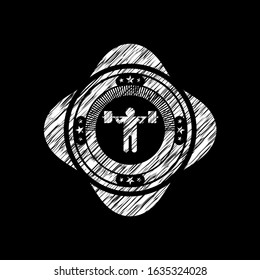 squat icon inside chalk emblem